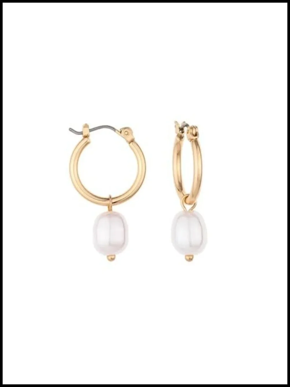 Gold Plated Pearl Huggie Hoop Earrings 2-in-1 Removable Charm
